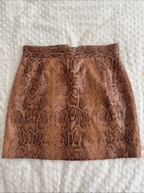 BB Dakota Brown Snake-Print Mini Skirt